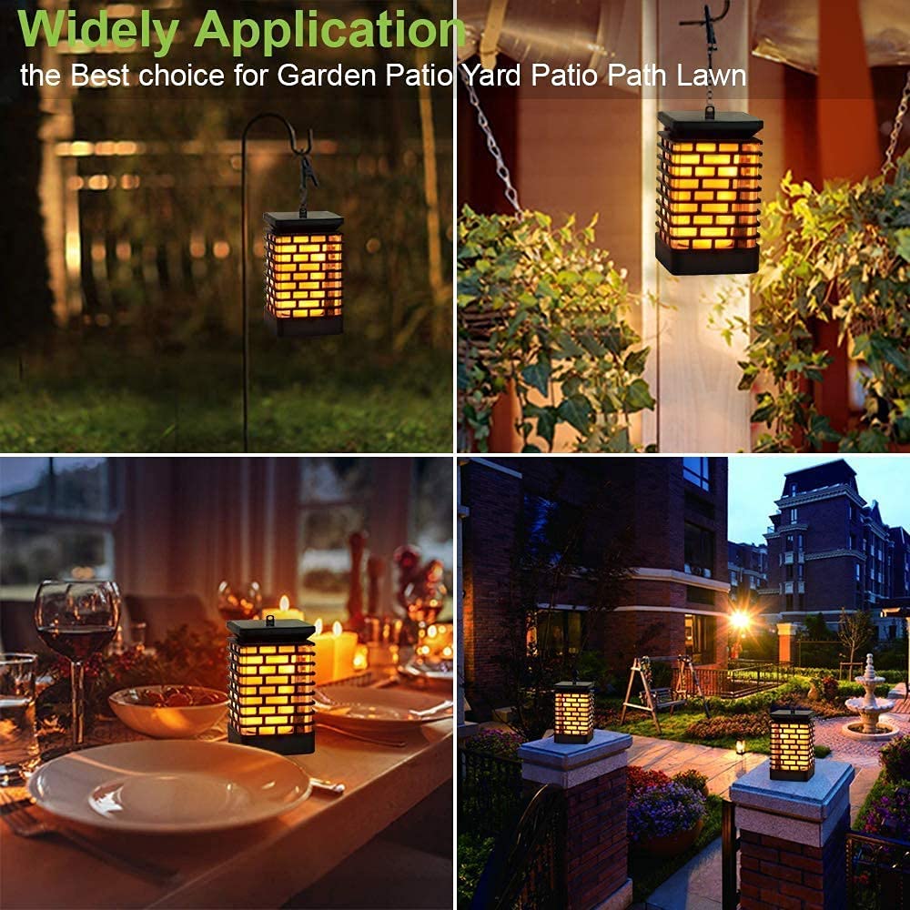 EOYIZW Solar Outdoor Lights 2 Pack- 99 LEDs Flickering Flame Solar Lantern for Garden Decor- IP65 Waterproof Garden Decor for Halloween Patio Yard