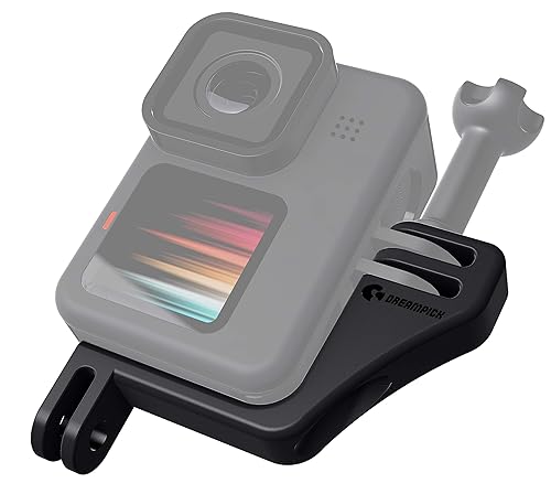 Dreampick Black Vertical Mount for GoPro Hero 4/5/6/7/8/9, DJI Osmo Action, Compatible with iPhone