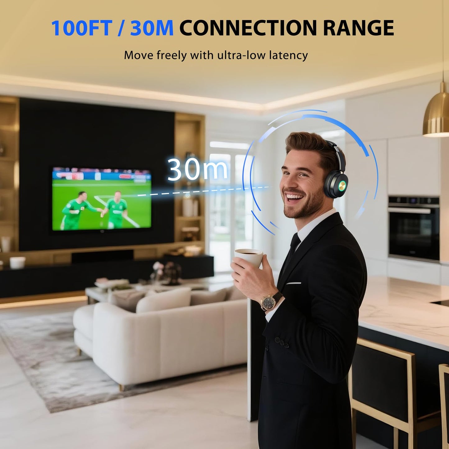 Wireless Headphones for TV, TV Headphones Wireless for Senior with Digital Optical RCA AUX 3.5 MM Transmitter Charging Dock, Over Ear Headphones
