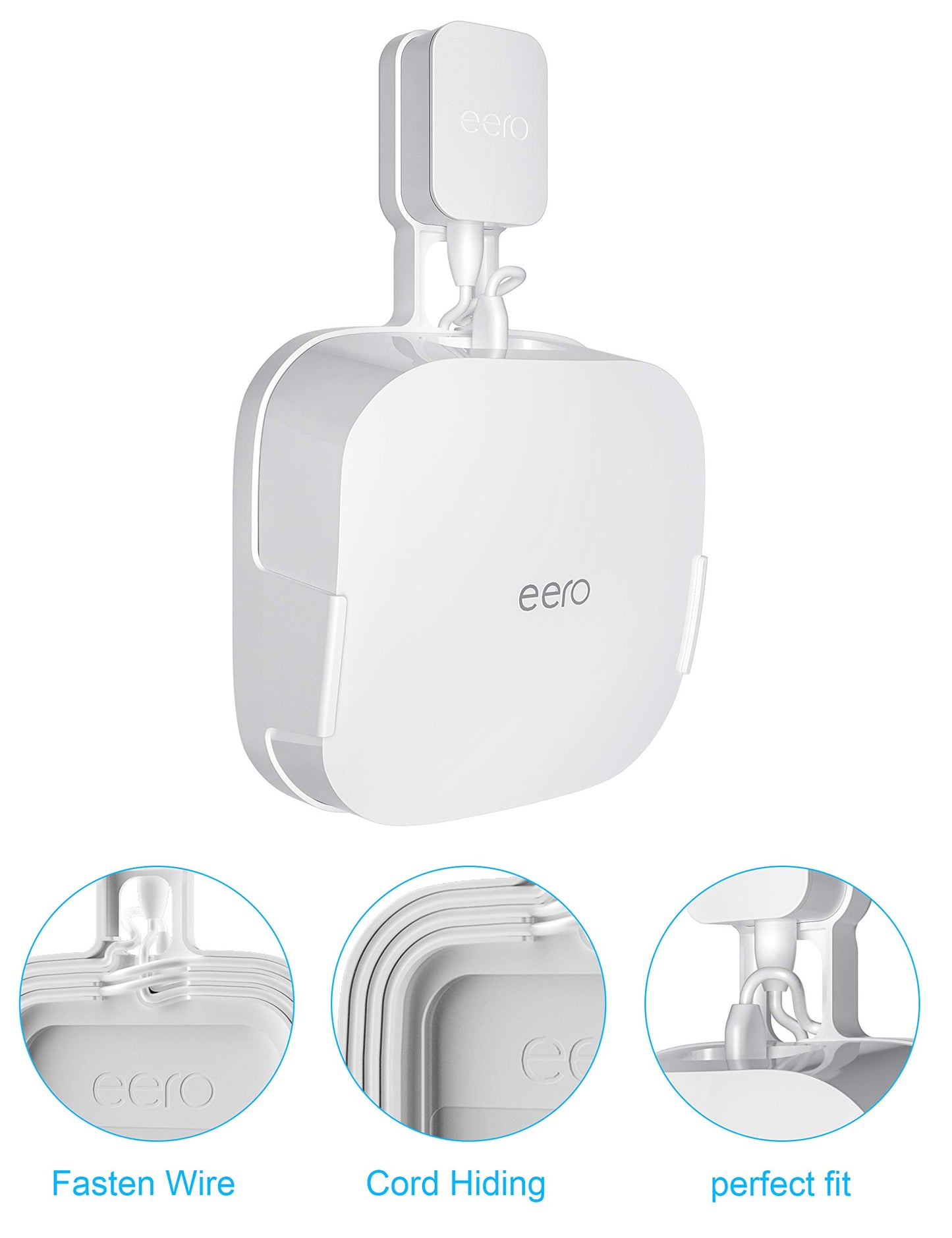 COOLWUFAN Wall Mount Holder for eero Pro 6/6E Home WiFi System - Simple and Sturdy Stand Bracket for Tri-Band Mesh Wi-Fi 6 System (White, 3 Pack)