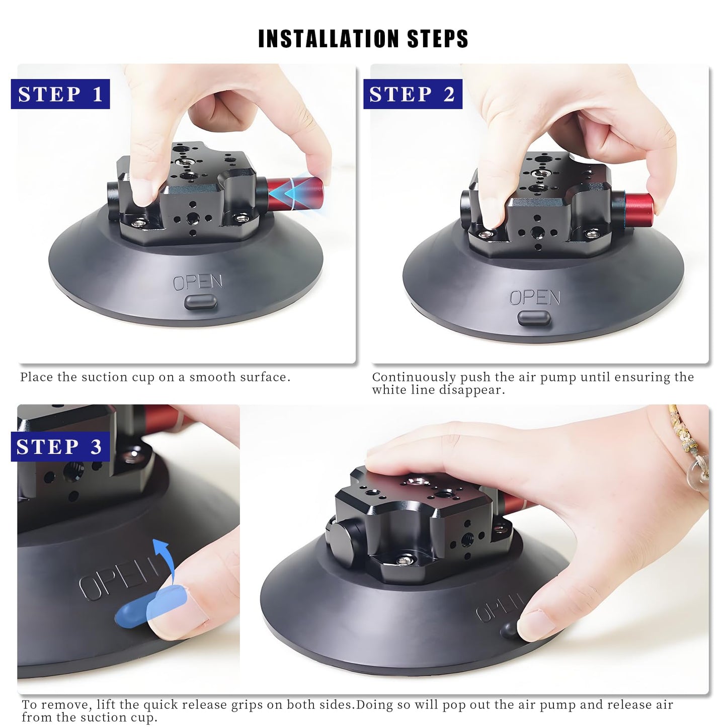 CNC Machined 6in Suction Cup Camera Mount with Ball Head Magic Arm, 1/4" ARRI Holes, Quick Release Car Mount with Phone Holder & Action Camera Adapter