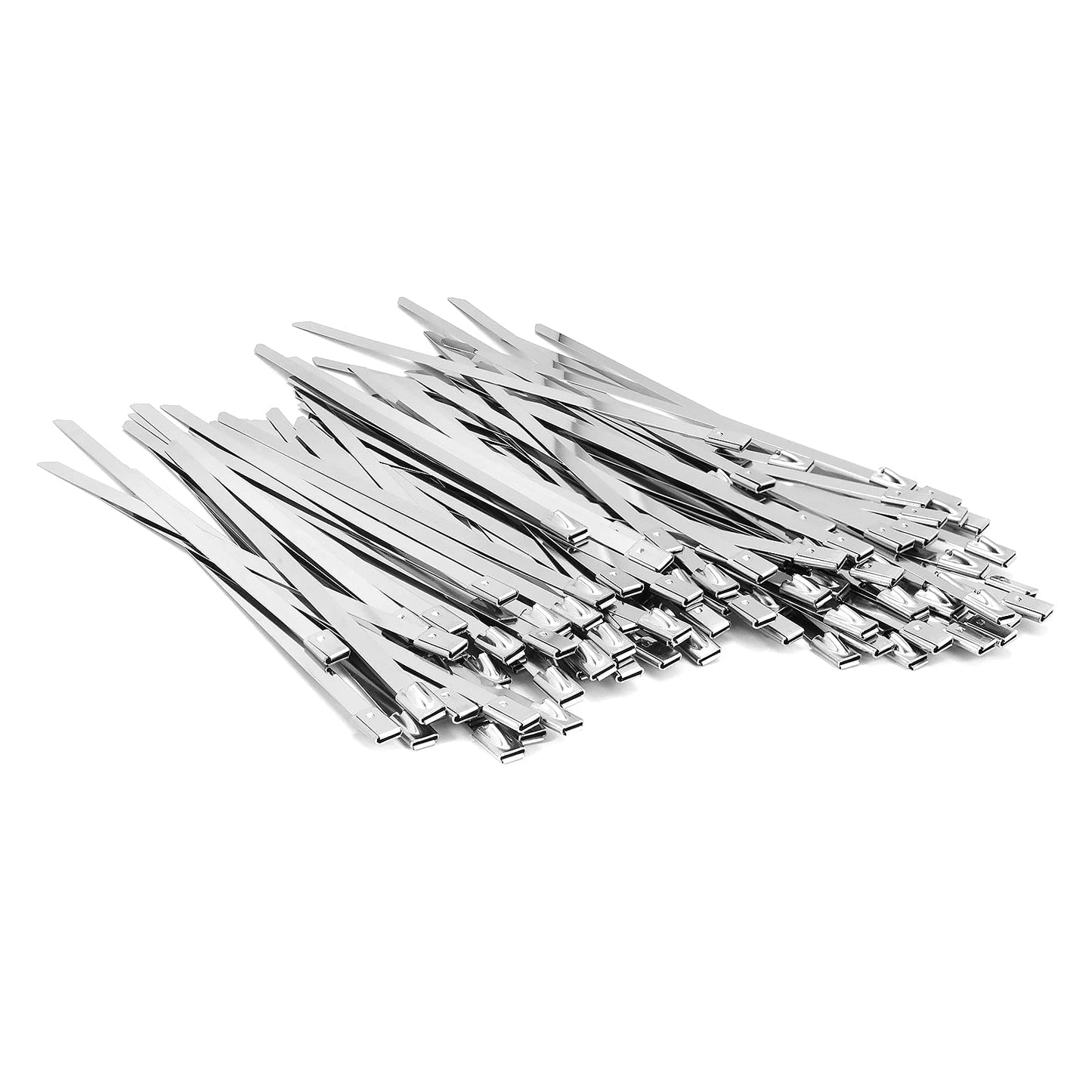 100PCS 15.7 inch 304 Stainless Steel Zip Ties Metal Zip Ties Heavy Duty Locking Cable ties Strap for Exhaust Wrap, Garage, Outdoor (15.75)