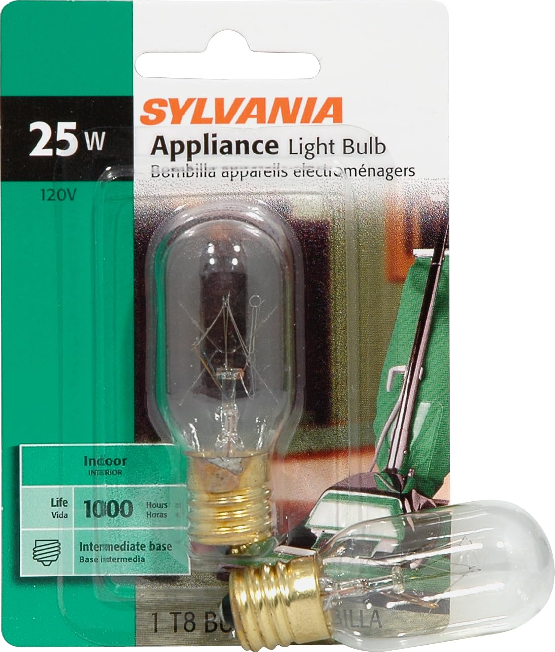 Sylvania Incandescent E17 Base 25 Watt T8 Appliance Light Bulb, 1 Pack