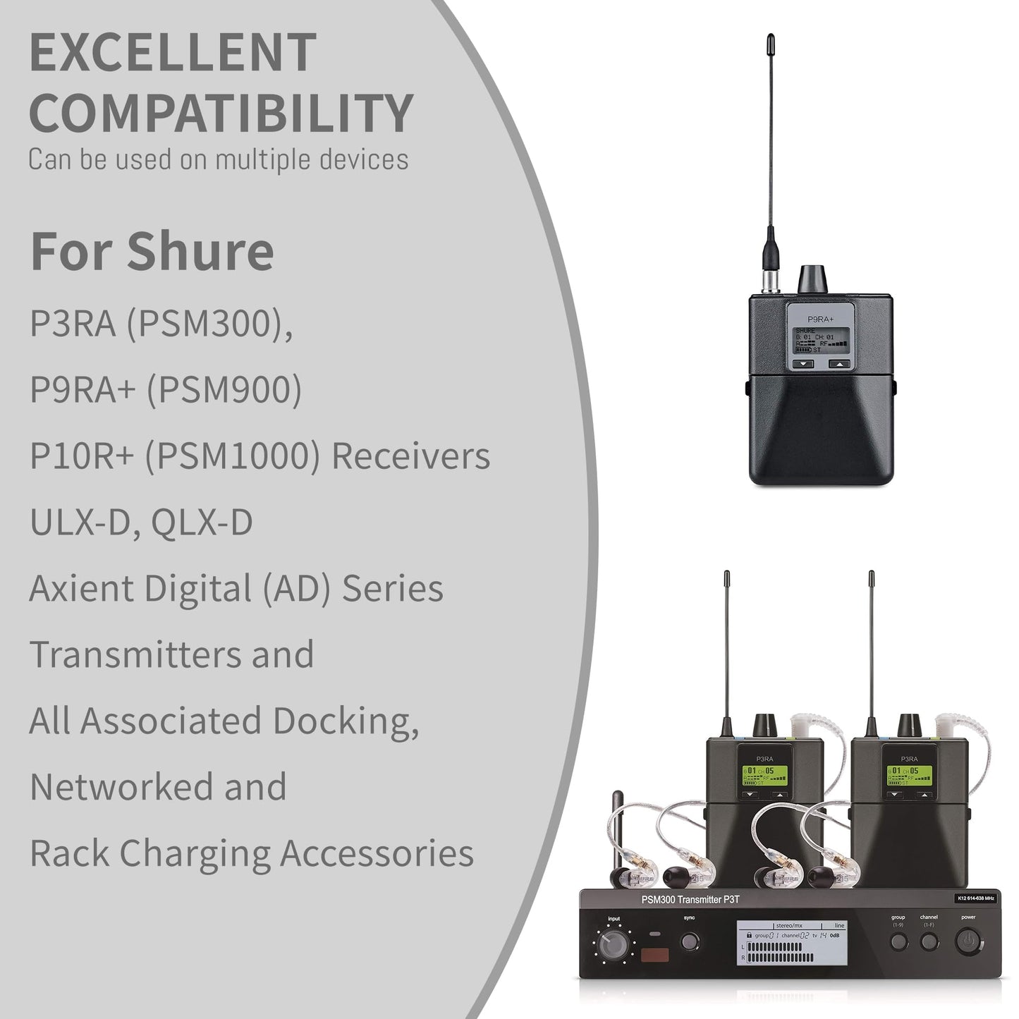 SB900B Lithium-Ion battery Replacement Compatible for Shure P3RA, P9RA+, P10R+ Receivers SB900 SB900A SB900B SB900C, ULX-D, QLX-D, AD Transmitters All