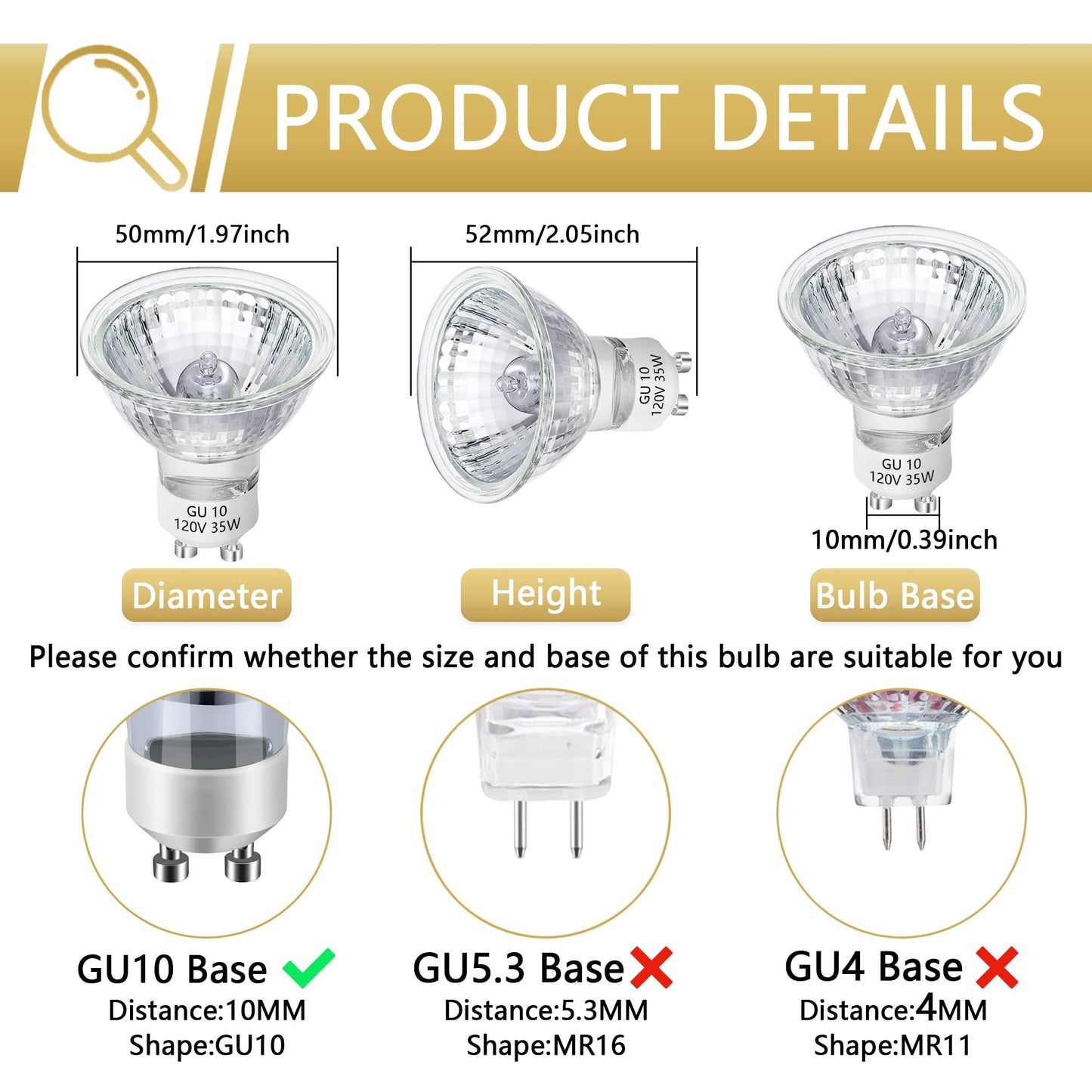 Figame GU10 35W Halogen MR16 6-Pk 2700K Balanced Bright