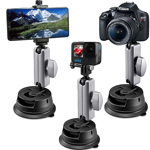 Suptig Suction Cup Mount, Car Camera Mount for Phone, Gopro, Canon, Nikon, Sony, Digital Cam, DJI Action 5 Pro, Insta360 X5/X4/X3, Insta360 Ace Pro
