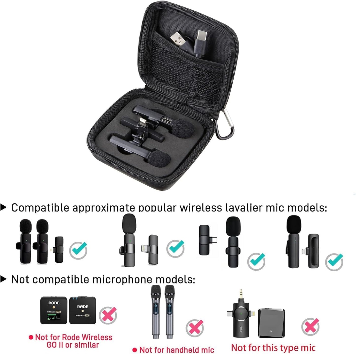 SoleKing Mini Mic Case Wireless Lavalier Microphone Case for Wireless lavalier microphones Wireless Microphones Mini Tiny Mic Lapel Clip Microphones