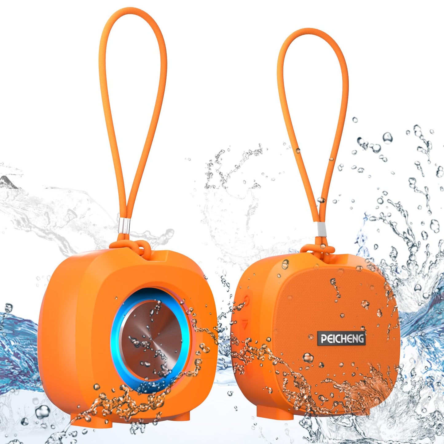PEICHENG Speaker, Small Portable Bluetooth Wireless IPX5 Waterproof Shower Speaker,Loud Stereo Sound Deep Bass,TWS Paire, RGB Lights,Long Playtime
