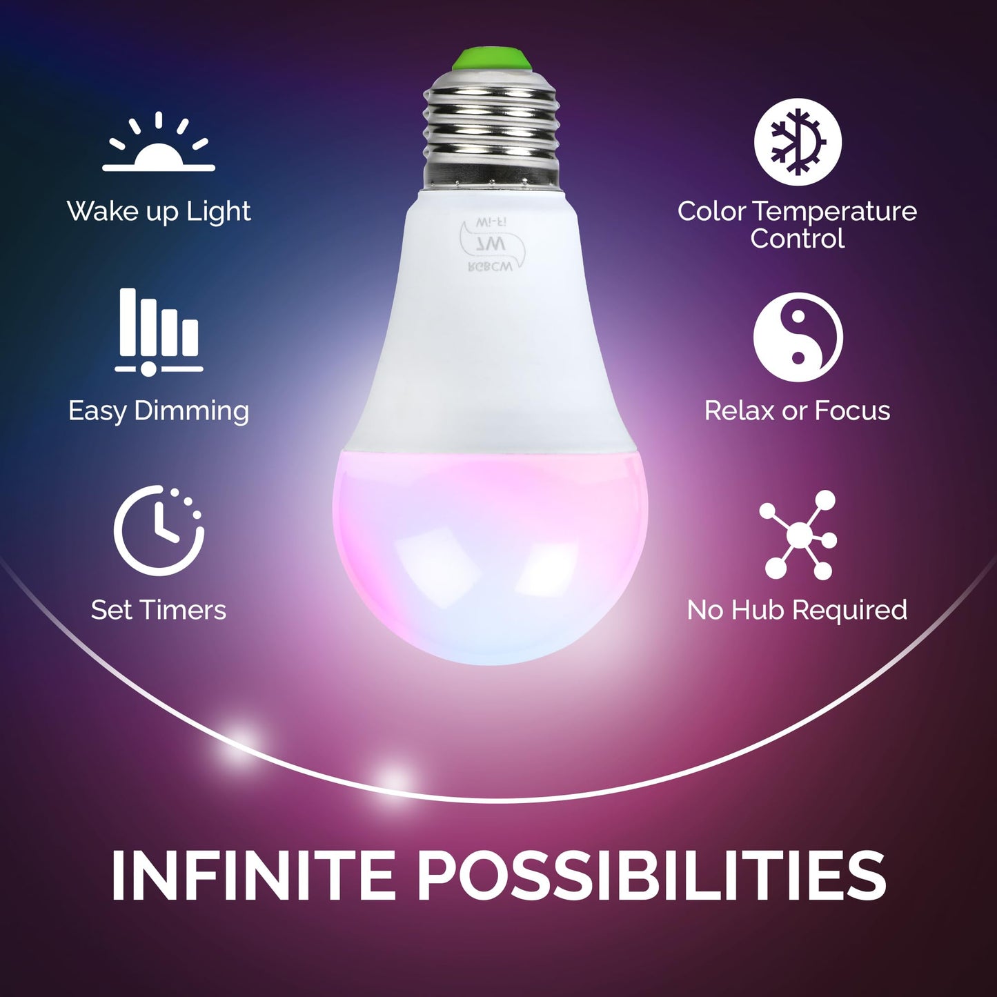 Flux WiFi Smart LED Light Bulb - Compatible with Alexa, Google Home Assistant & IFTTT - Smartphone Controlled Multicolored Color Changing Lights