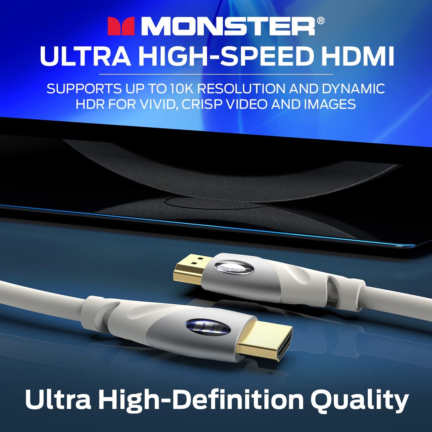 Monster HDMI Cable 4k Ultra HD with Ethernet - Corrosion-Resistant 24k Rose Gold Contacts and V-Grip Connection - HDMI Cable for PS3 and Computer
