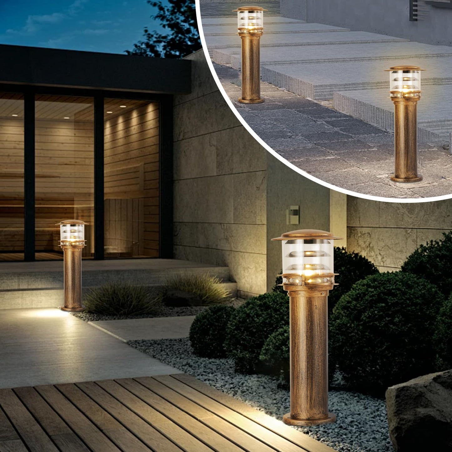 SLAWA Outdoor Post Caps Lights Aluminum Landscape Pathway Lamps With Acrylic Shade Waterproof Column Pillar Lamps Fence Deck Bollard Lighting Cylinder