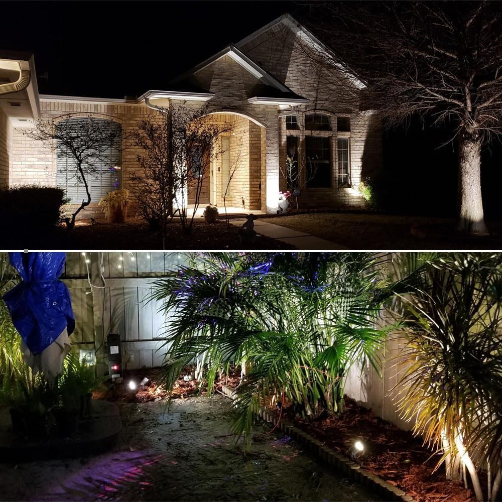 COVOART Outdoor lights Outdoor Landscape Lighting 12W Outdoor Spot Lights with Transformer for Yard Garden House Lawn Tree Flags Warm White LED