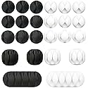 JTek Cord Organizer, Adhesive Cable Holder, 24 Pack, Black and White | Cable Organizer, Cord Holder, Desk Organizers, Cable Clips | Cable Management