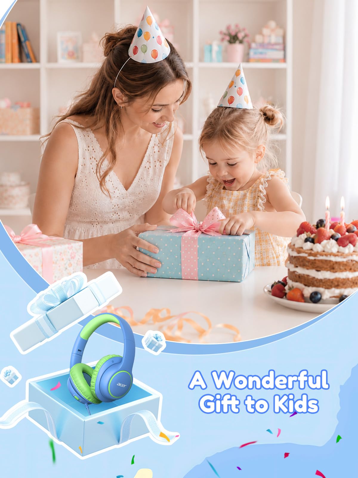 Acer OHW328 Kids Headphones Wired for School - Over Ear Design