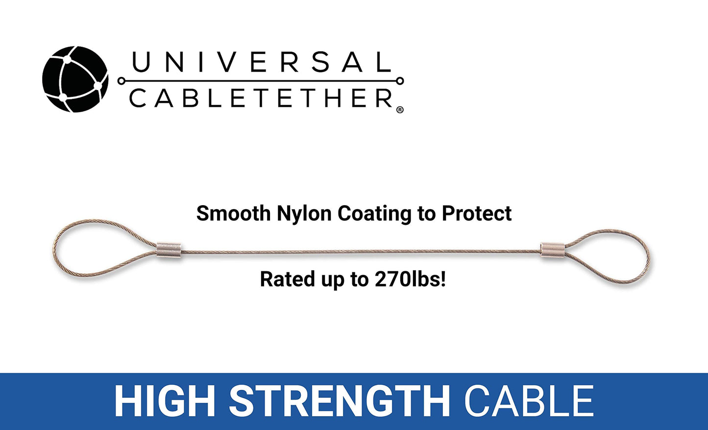 Universal CableTether - Cable Tethers (4 Pack) - Adjustable, Pre-Assembled, Secure Conference Display Adapters, Mac Adapters, VGA Adapters