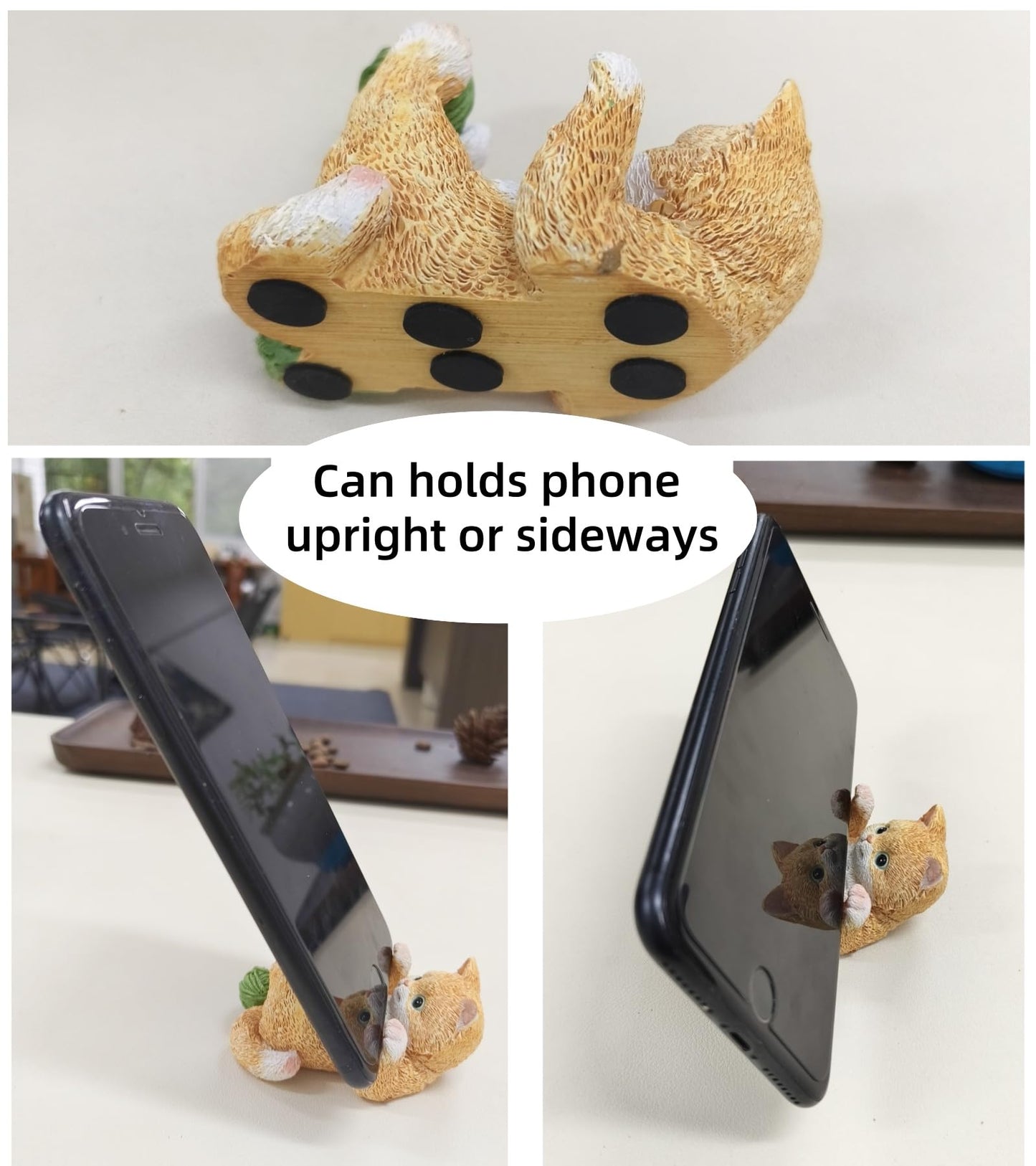 IZKOOKE Cute Phone Holder, Resin Cat Phone Stand Cellphone Kawaii Desk Accessories Phone Stand for All Mobile Phones Stand Desk Ornaments (Cat)