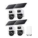 eufy Security eufyCam S4 4-Cam Kit,4K Solar Camera Wireless Outdoor, Triple Lens Bullet-PTZ Cam, 360° View, Cross-Cam Track, AI Recognition, 8X Zoom
