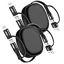 YTLUSN Retractable Fast Charging Cable 60W, 2Pack 5 in 1 Multi Charging Cable 3.8Ft Multiple USB C Lightning Charger Cord with USB-A/C to C/L Port…