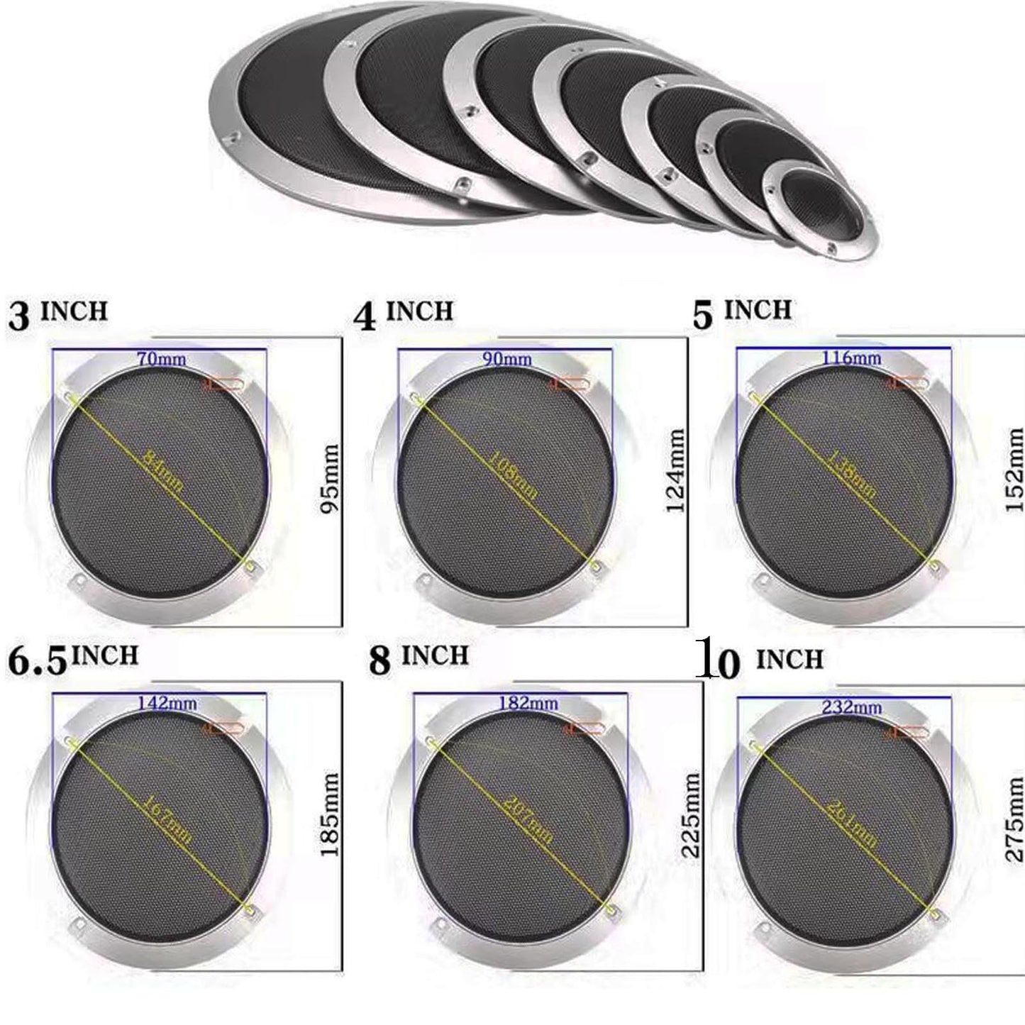 Lagogia 10" Universal Speaker Grille Mesh Cover, Round Decorative Ring Woofer Protection Grille Protective Cover for Cars Home Stereo DIY Accessories