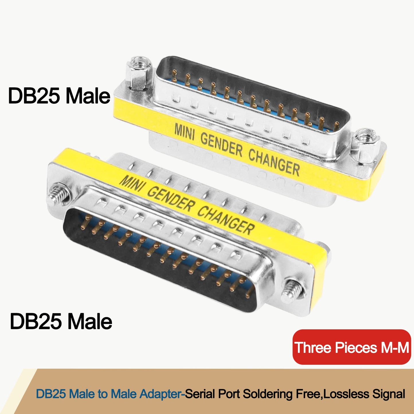MEIRIYFA DB25 25 Pin Gender Changer D-SUB 25Pin Coupler Serial Cable Gender Changer RS232 VGA Adapter Connetor for Applications Pack of 2 (Male…
