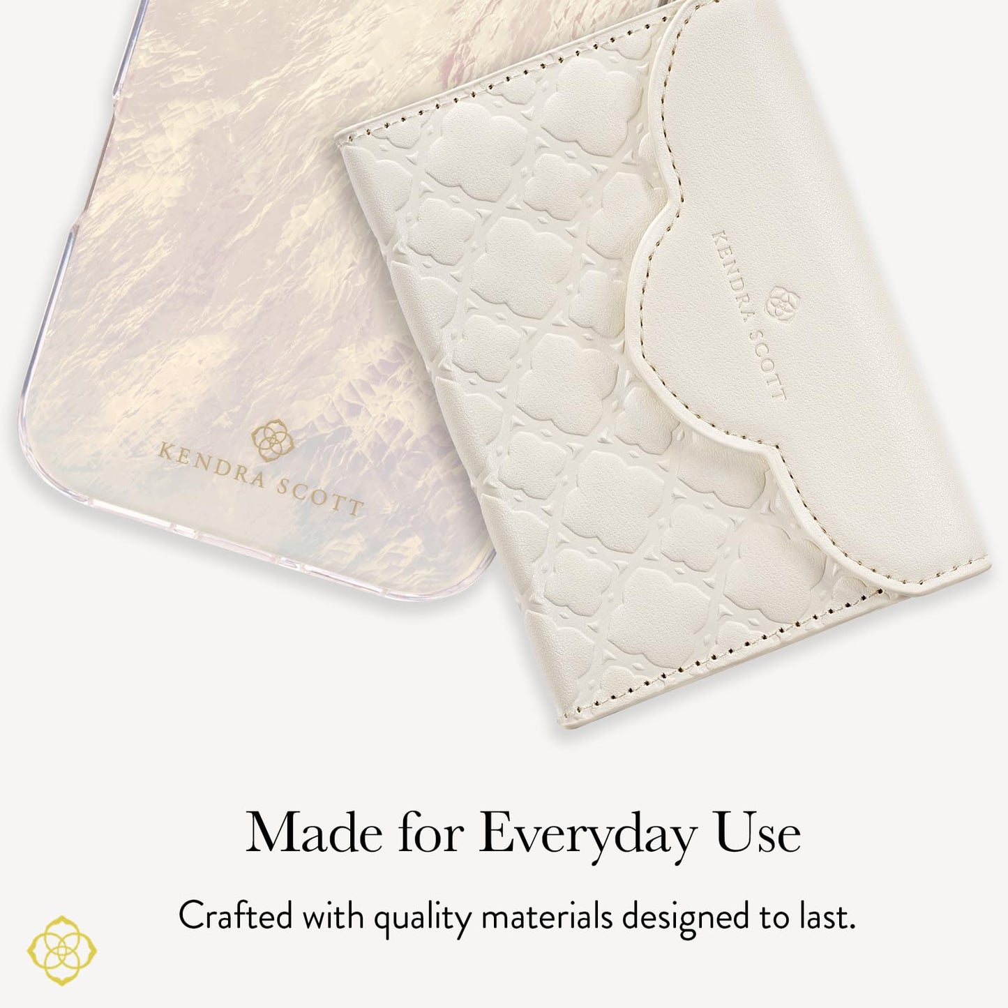 Kendra Scott Trifold MagSafe Wallet/Card Holder - Compatible with MagSafe Phones and Cases - Ivory Filigree
