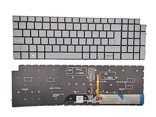 Laptop Replacement Latin Spanish Keyboard for Dell Inspiron 15 3511 3515 15 5510 5515 7510 16" inch 7610 Laptop Gray Backlit