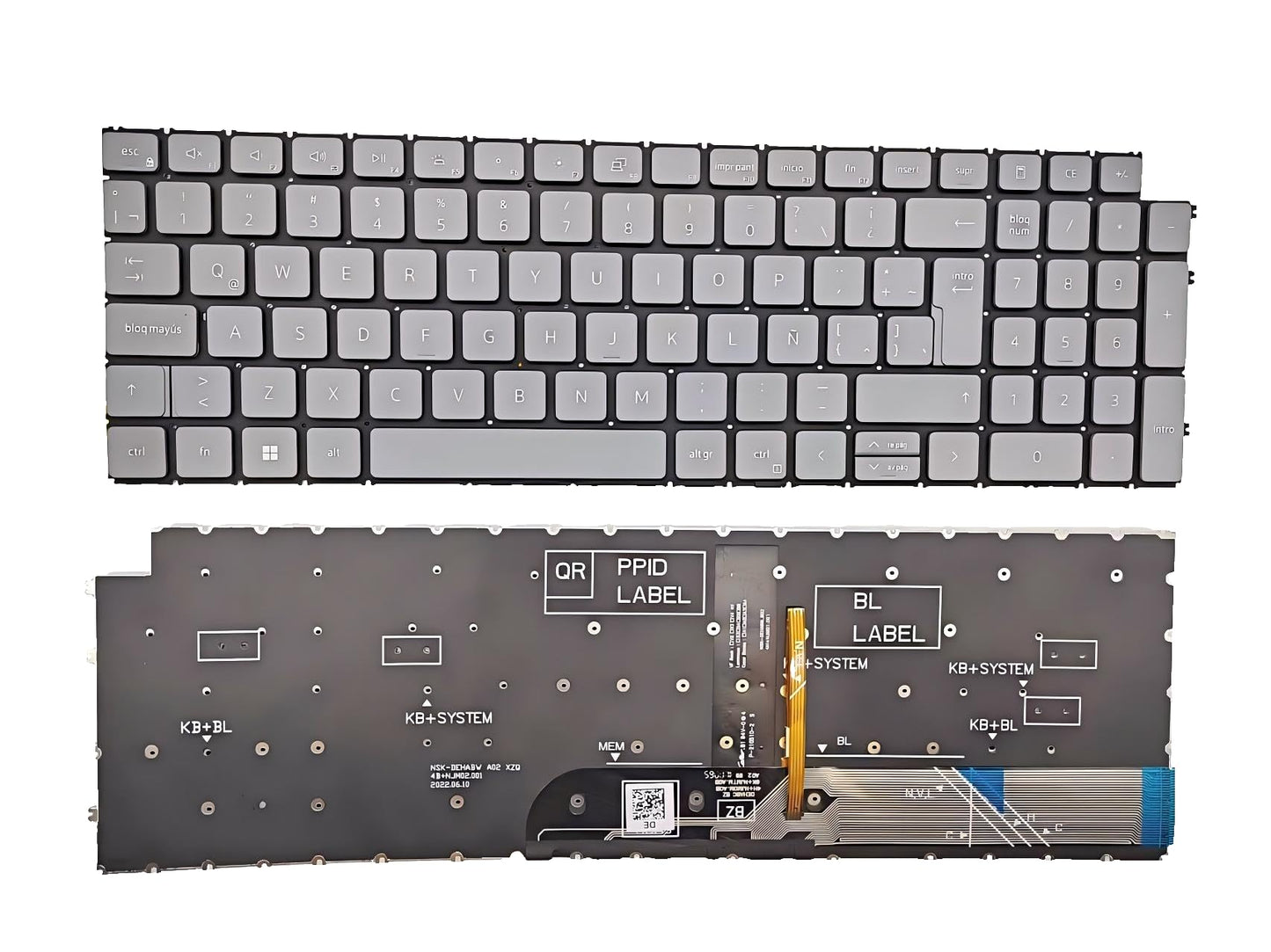 Laptop Replacement Latin Spanish Keyboard for Dell Inspiron 15 3511 3515 15 5510 5515 7510 16" inch 7610 Laptop Gray Backlit