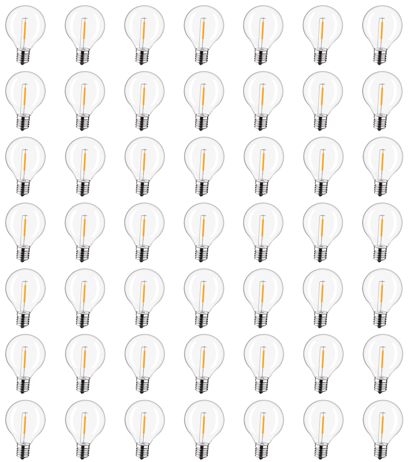 LiEiDi 50-Pack G40 LED Replacement Light Bulbs, E12 Screw Base Shatterproof Globe Bulbs for Outdoor String Lights, 0.6 Watt 40 Lumens Equvalent to 5 6