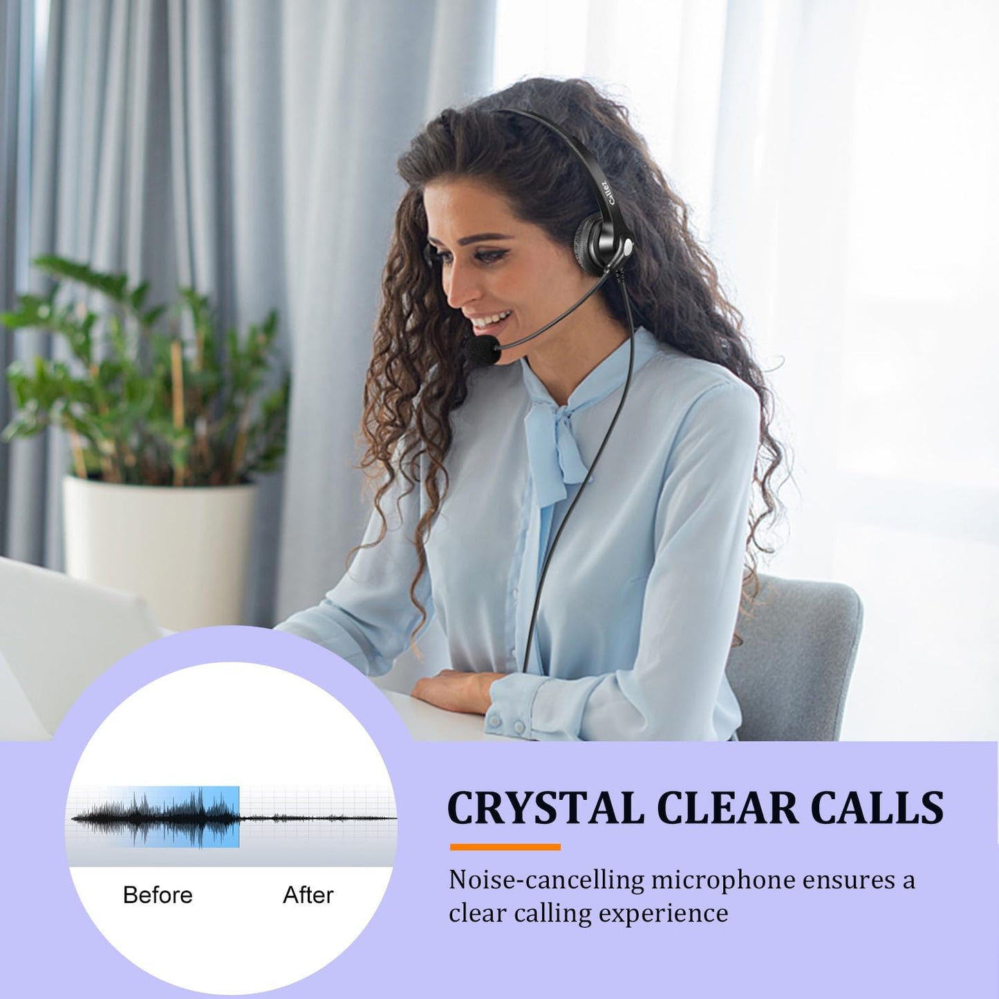 Callez Yealink Phone Headset RJ9 Wired Telephone Headset with Microphone Noise Cancelling Compatible with Yealink T46S T48S T42S T21P T33G T27G T23G