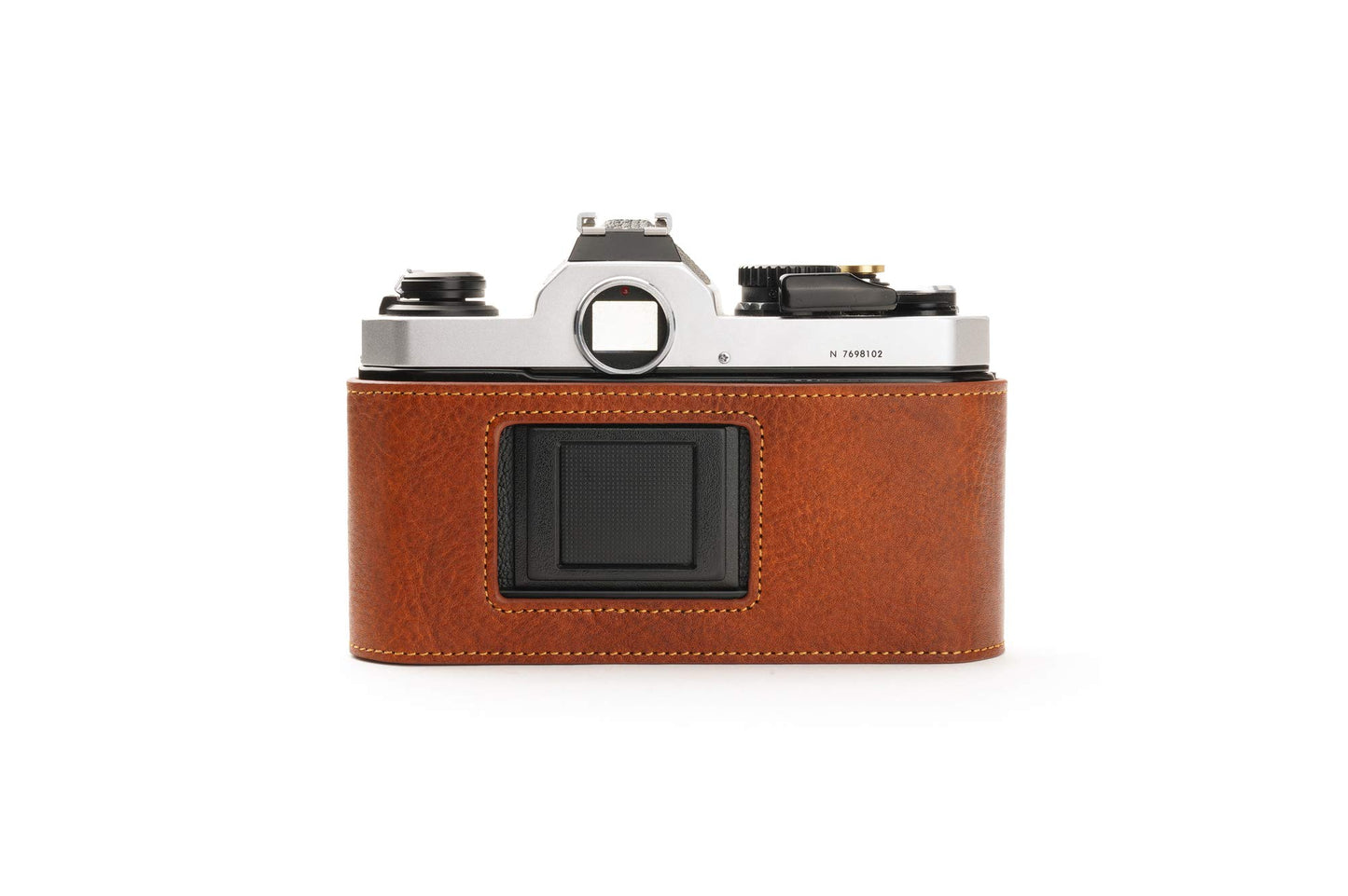 FM2 Case, BolinUS Handmade Genuine Real Leather Half Camera Case Bag Cover for Nikon FM2 FM FE FM2n FE2 with Hand Strap (LavaBrown)