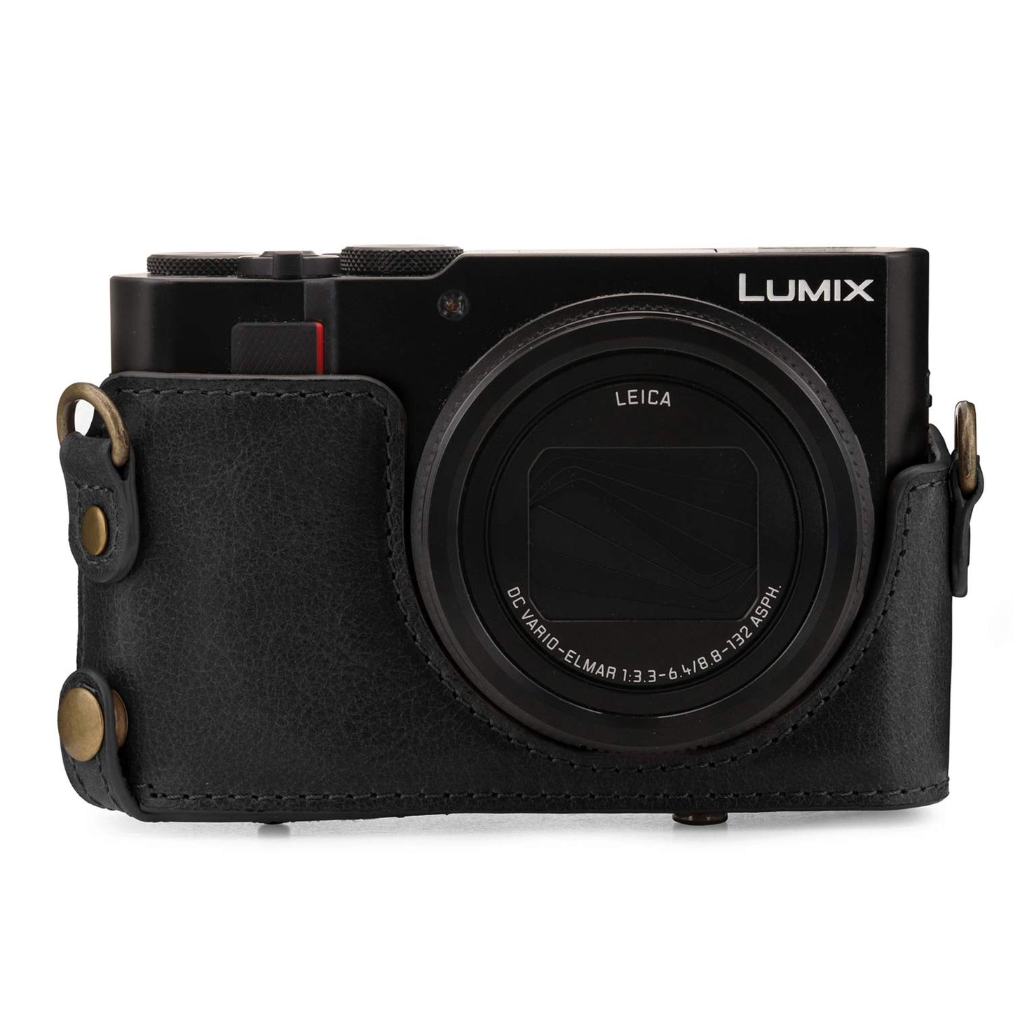 Megagear MG1435 Panasonic Lumix DC-ZS200, TZ200 Ever Ready Genuine Leather Camera Case and Strap, Black