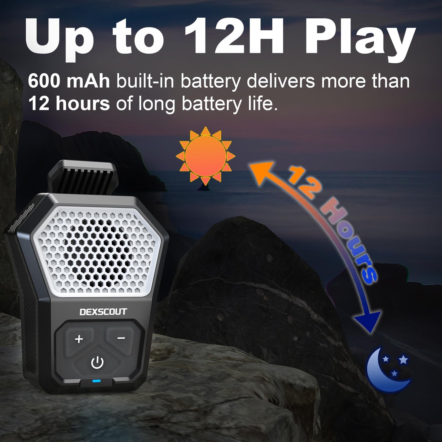 DexScout Wearable Bluetooth Speaker, Portable Wireless Clip-on Mini Water-Resistant Speaker, 12H Playtime, Built-in Mics for Hands-Free, Small