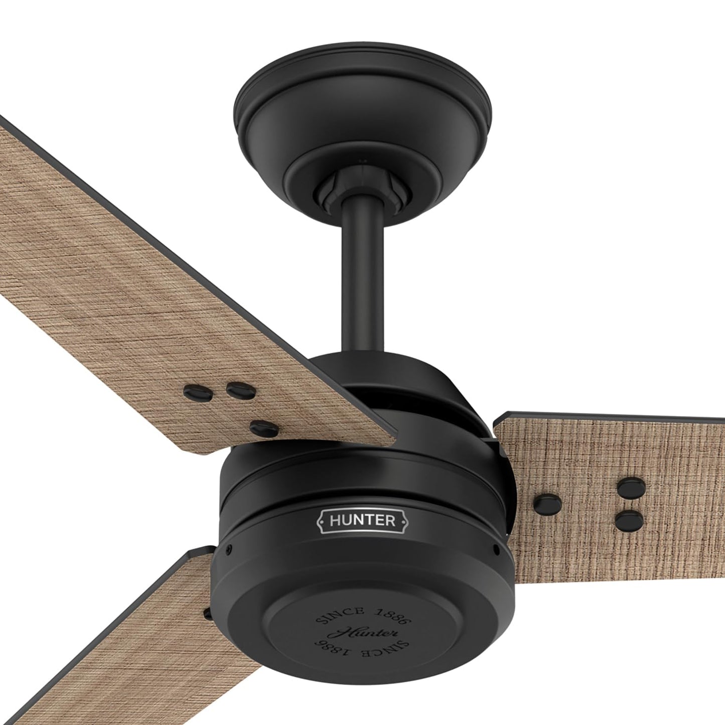 Hunter Fan 60 inch Ceiling Fan with No Light, Outdoor or Indoor Matte Black Ceiling Fan with 3 Blades for Porch, Living Room, Office, Kitchen, Garage