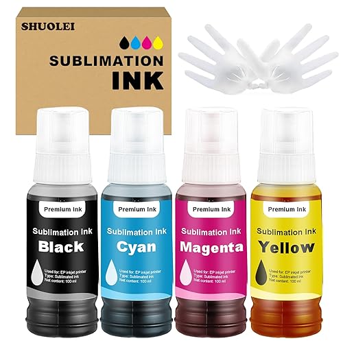 Sublimation Ink T522 Refilled Bottles Work with ET-2720 ET-2760 ET-2800 ET-15000 ET-2803 ET-2850 ET-3760 ET-4800 ET-4760 Inkjet Printer Heat Press