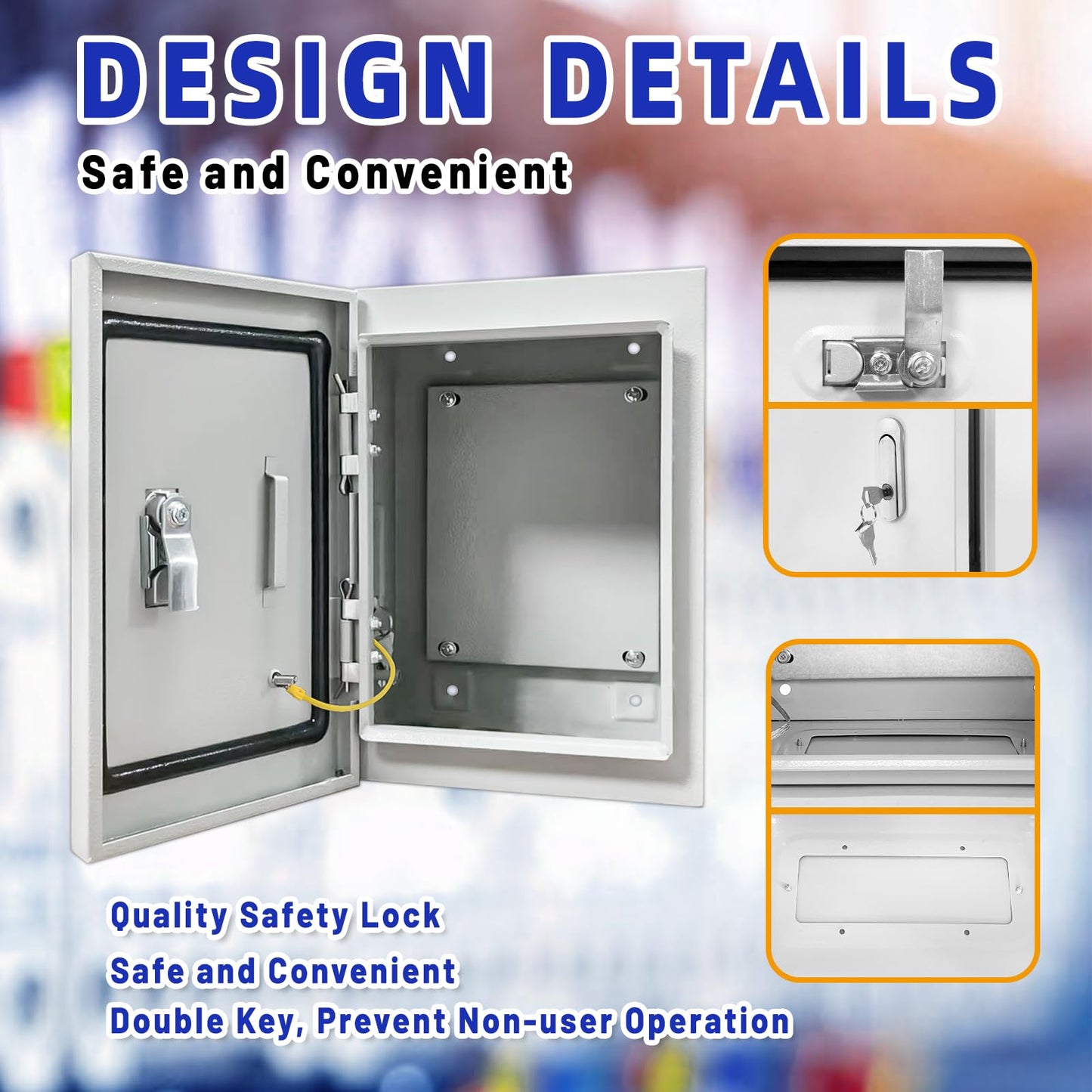 Outdoor Electrical Box 12 x 8 x 6''D NEMA 4X Enclosure Steel Box, Waterproof & Dustproof Outdoor/Indoor Lockable Electrical Junction Box,