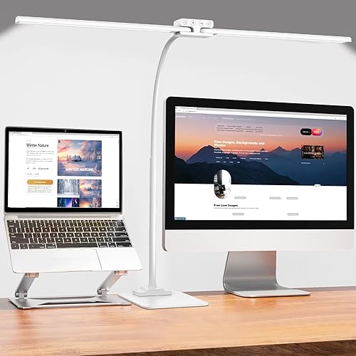 EppieBasic Led Desk Lamp,24W 31.5IN Architect Double Head Desk Lamps for Home Office,Dimmable & 6 Color Modes Extra Bright Modern Table lamp