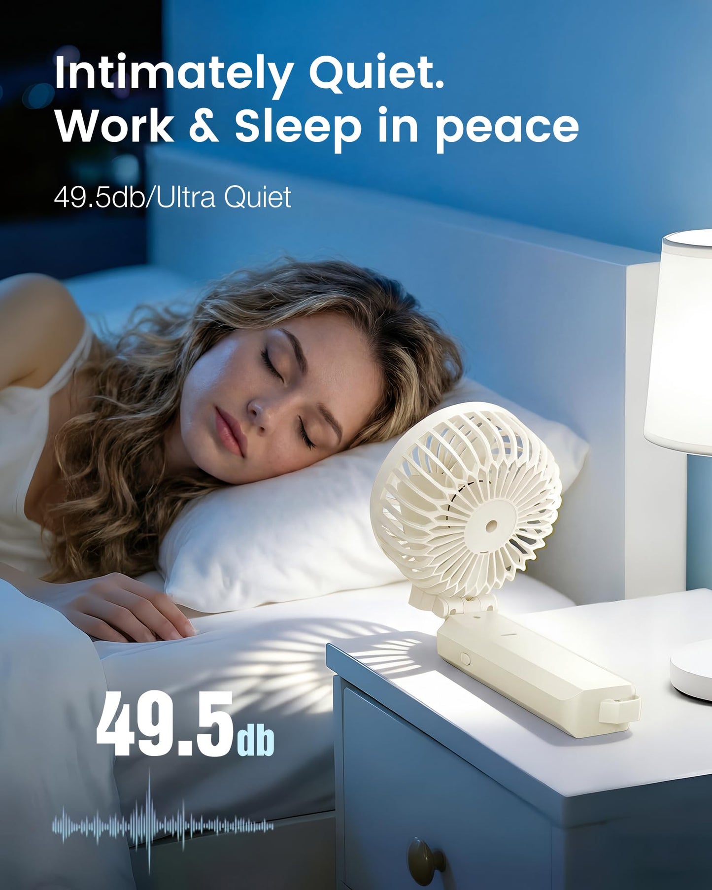 Novauxlume Folding Hand Fans, 4000mAh Handheld Fan Rechargeable, Portable Fan Handheld 15H Runtime, 3 Speed Ultra Quiet, 180° Foldable 3-in-1