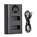 LP-E17 Battery Charger,Dual LCD USB Battery Charger for Canon LC-E17E LC-E17C Charger, EOS Rebel T7i, T6i, T6s, SL3, SL2, 77D, 9000D, 8000D, 800D