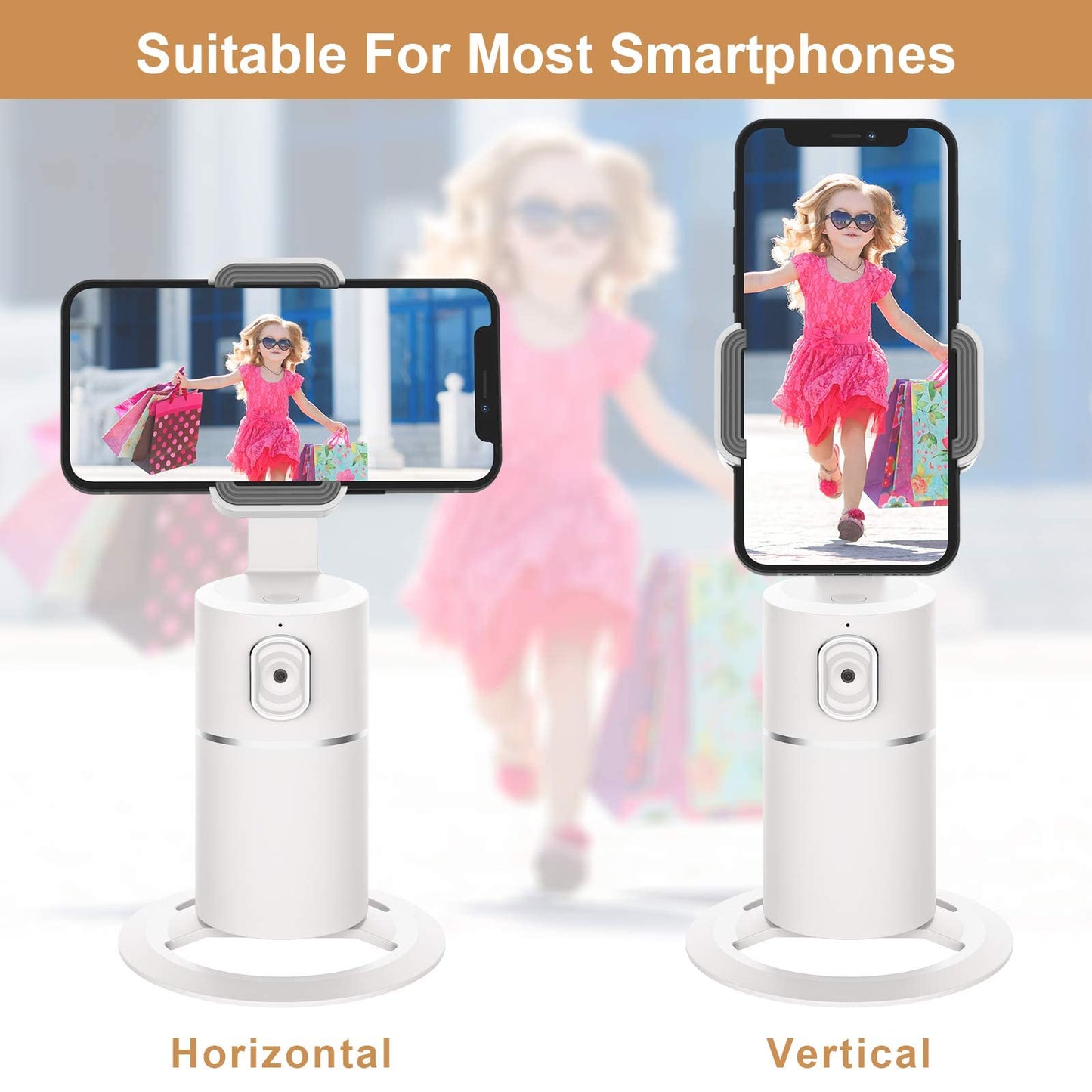 Auto Tracking Phone Holder,360° Rotation Face Body Track Mount,Tracking Tripod for Vlog Shooting Live Streaming,Build-in Battery,No APP