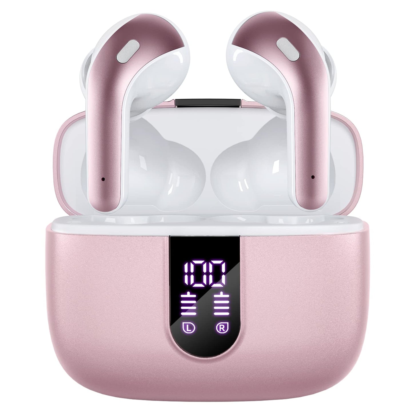 TAGRY Bluetooth Headphones True Wireless Earbuds 60H Playback LED Power Display Earphones with Wireless Charging Case IPX5 Waterproof in-Ear Ear buds