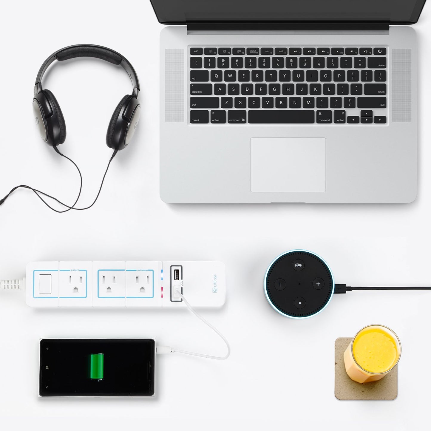 LITEdge Wi-Fi Accessible Smart Power Strip, Triple AC Outlets with 2 USB Charging Port, Compatible with Alexa, No Hub Needed, Cordless Distance APP
