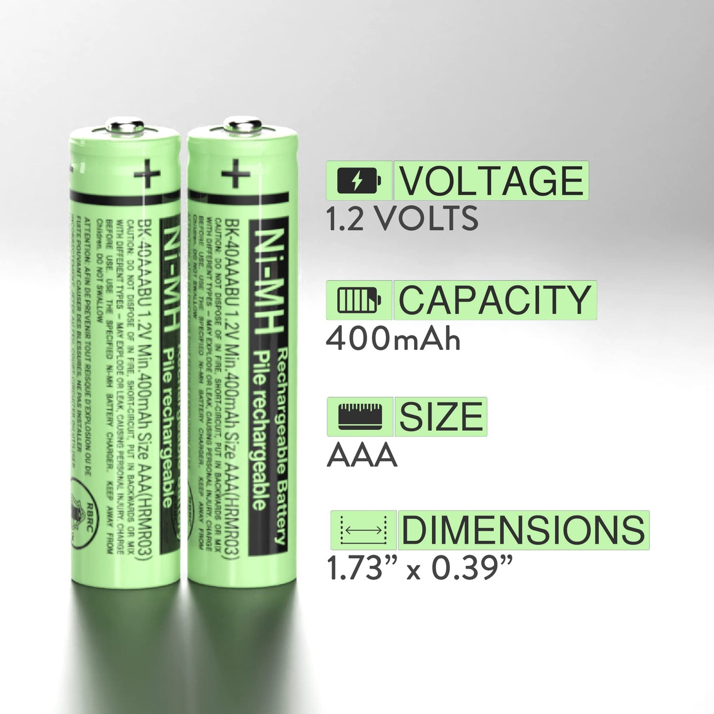 RocketBus BK-40AAABU Replacement 1.2V 400mAh Battery Packs for Panasonic Cordless Phone