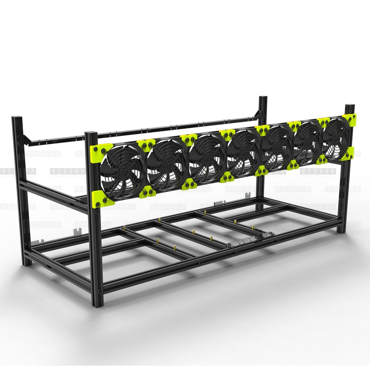 Veddha V3C 8-GPU Mining Case Aluminum Stackable Mining Rig Open Air Frame Case with Fan Mount
