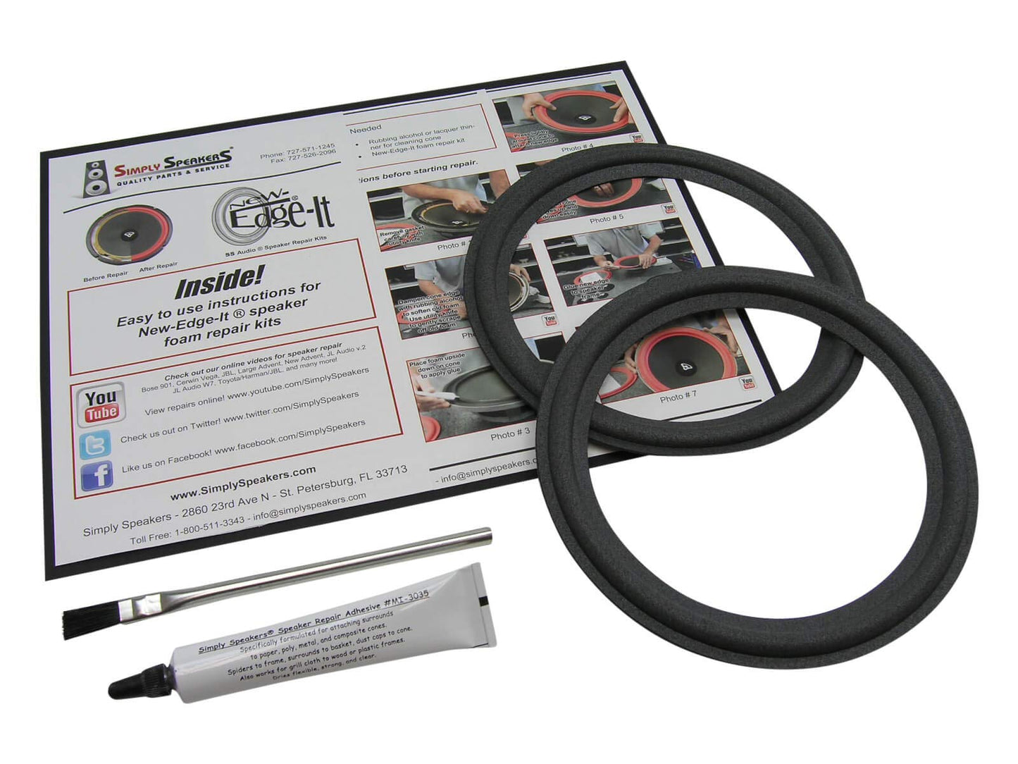 8" Foam Speaker Repair Kit OD: 6.625" Roll OD: 6.25", Cone: 5.5", ID: 5.125" FSK-7JBL (Pair)