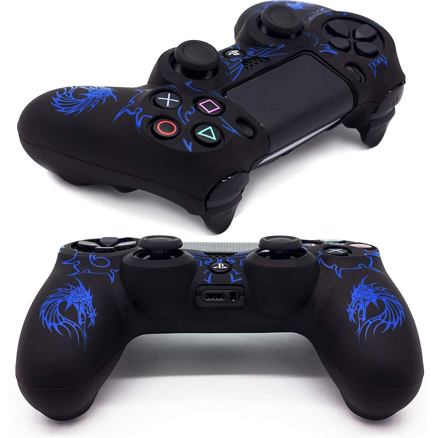 Skin for PS4 Controller, BRHE Anti-Slip Grip Silicone Cover Protector Case Compatible with PS4 Slim/Pro Wireless/Wired Gamepad Controller with 2