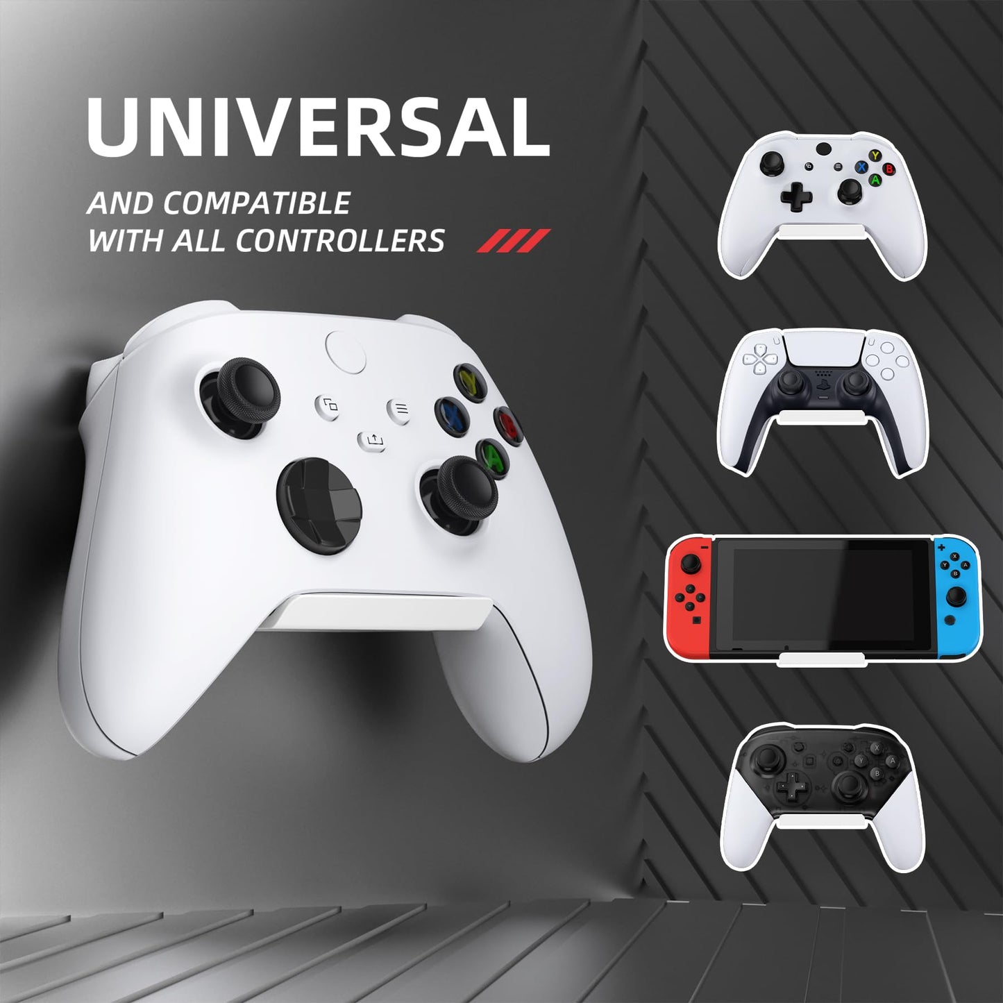 PlayVital FOLD Controller Holder Wall for ps5 ps4 Xbox Switch 2 Pro Headset, 2 Pack Universal Storage Organizer Gaming Controller Stand Headphone