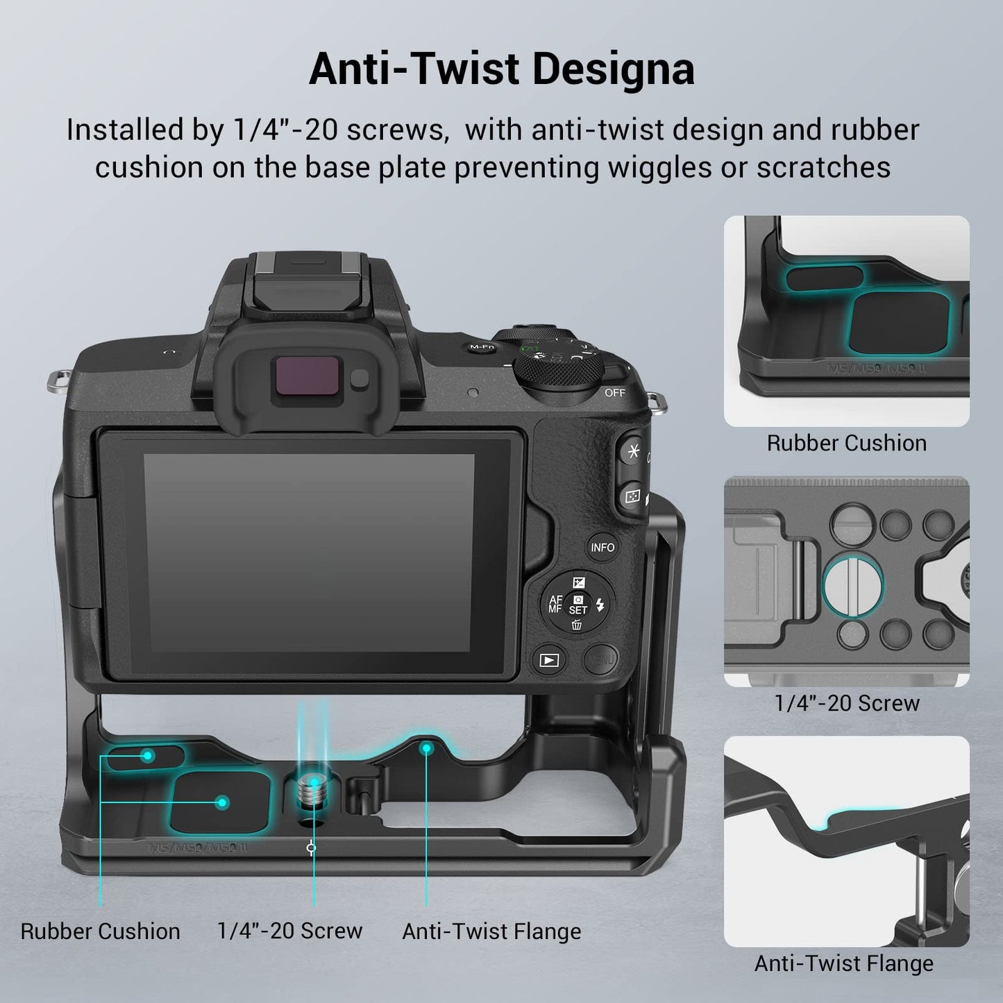 SmallRig M50 /M50 II /M5 Cage (Upgraded), Aluminum Alloy Video Film Movie Making Rig with Integrated Grip and NATO Rail for Canon M50 /M50 II /M5