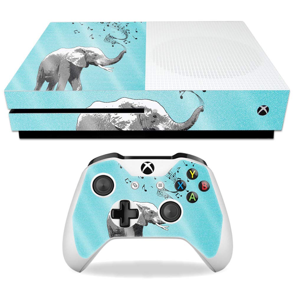 MightySkins Glossy Glitter Skin for Microsoft Xbox One S - Musical Elephant | Protective, Durable High-Gloss Glitter Finish | Easy to Apply, Remove