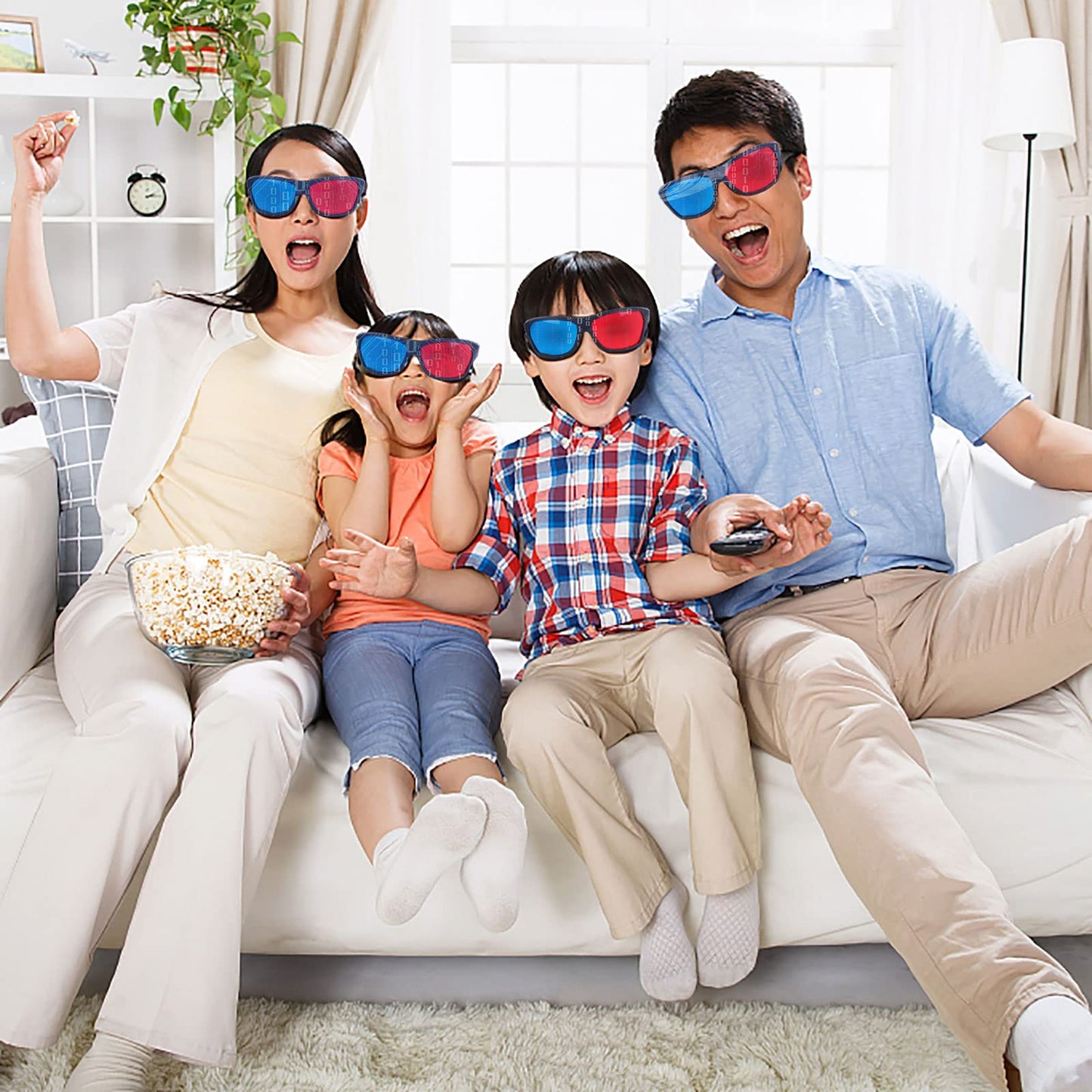 craftshou 4 Pack Red Blue 3D Glasses,3D Movie Game Glasses Viewing Glasses for Cyan Anaglyph Style Home Theater 3D Moives Games TV