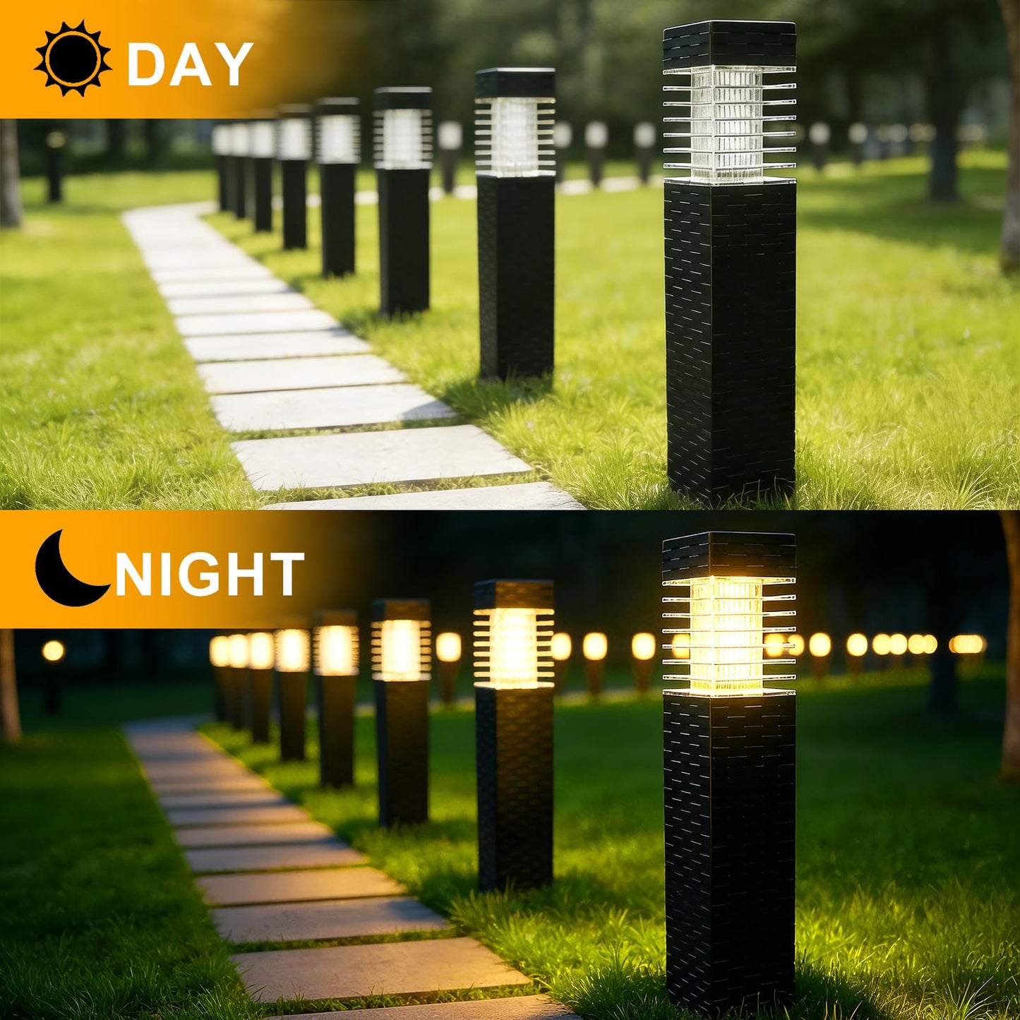 SUNNYPARK Solar Pathway Lights Outdoor, 8 Pack Rattan Pattern Solar Path Lights Waterproof, Outdoor LED Landscape Lights for Walkway, Driveway, Patio